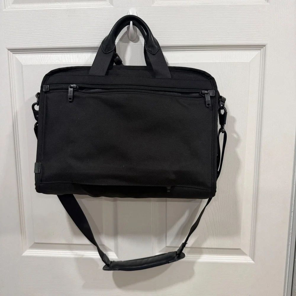 Tumi Alpha Black Ballistic Nylon Briefcase Messenger Laptop Bag With Strap